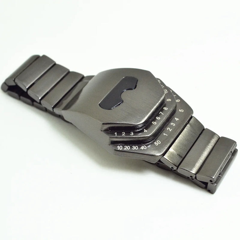 Personalized Men's Watch Men Led Watches Unique Dial Black Stainless Steel Multifunctional Electronics Wristwatches Reloj Hombre