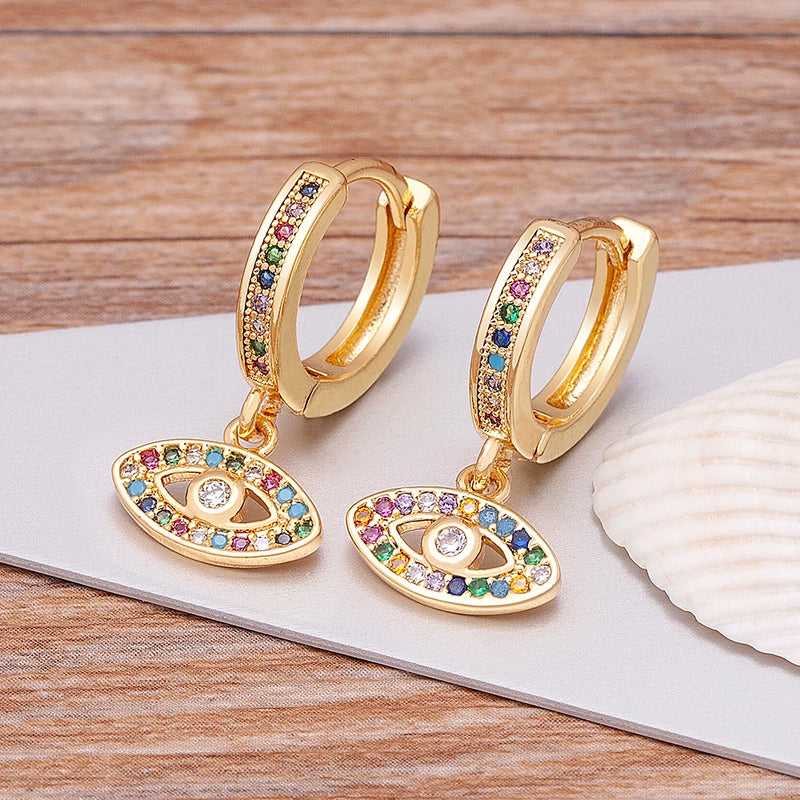 Luxury Fashion Design Heart/Evil Eye/Elephant/Butterfly/Crown/Horn 14 Styles Drop Earrings Wedding Party Accessories Jewelry
