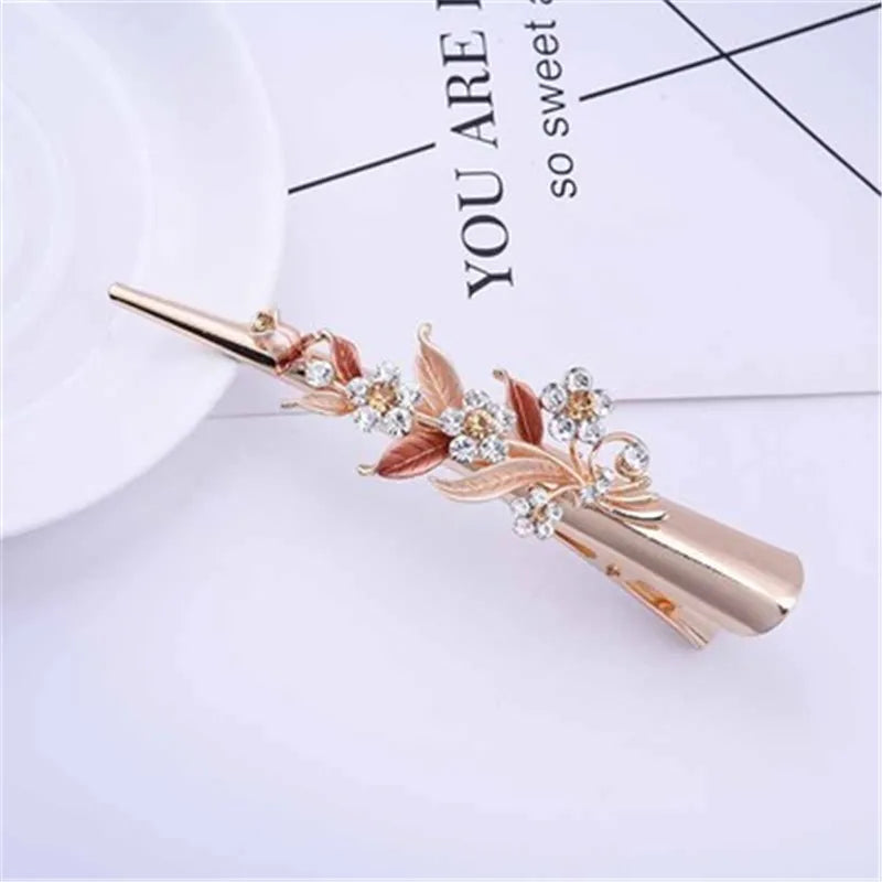 Flower Rhinestone Women Hair Accessories  Beautiful Floral Hair Clip Girls Hair Pins Sweet Wedding Headwear Crystal Barrette