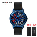 Hot Sell Fashion Men Quartz WristWatch Creative 360 Degree Rotating Car Wheel Quartz Watch Leather Waterproof Rim Hub Clock Men