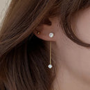 Simple Zircon Long Tassel Drop Earrings for Women Front and Back Delicate Korean Brincos 2021 Femme Jewelry Wholesale