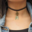 Choker Necklace Suede Choker Necklace Bohemian Feather Necklace Trendy Bohemian Feather Suede Choker Necklace