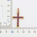 AIBEF New Cross Blue/Purple/Green/Gold Crystal Pendant Necklace Copper Cubic Zircon Choker 4 Colors Choice Religion Jewelry Gift