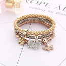 3colors/Lot Elastic Bracelets & Bangle For Women Crystal Tree of Life Owl Key lock Music Note Owl Butterfly Heart Charm Jewelry
