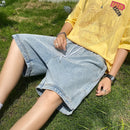 Retro Blue Denim Casual Shorts Men Summer Loose Harajuku Hip Hop Ins Fashion Baggy All-match Basic Designer Multi Pockets Teens