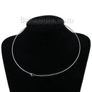 304 Stainless Steel Collar Neck Ring Necklace Silver Color Round , 1 Piece