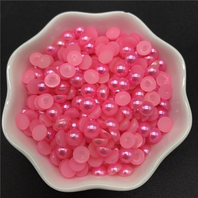 4mm 6mm 8mm 10mm Imitation Pearl Half Round Pearl Flat Back Scrapbook Beads For Phone Case Scrapbook DIY Jewelry Making