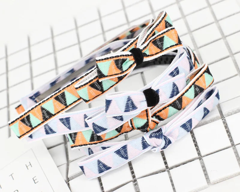Wholesale Ethnic Ribbon Soft Lovers Thin Embroidery Headwear For Women Good Quality Elastic Non-slip Yoga Beach Hair Accessories