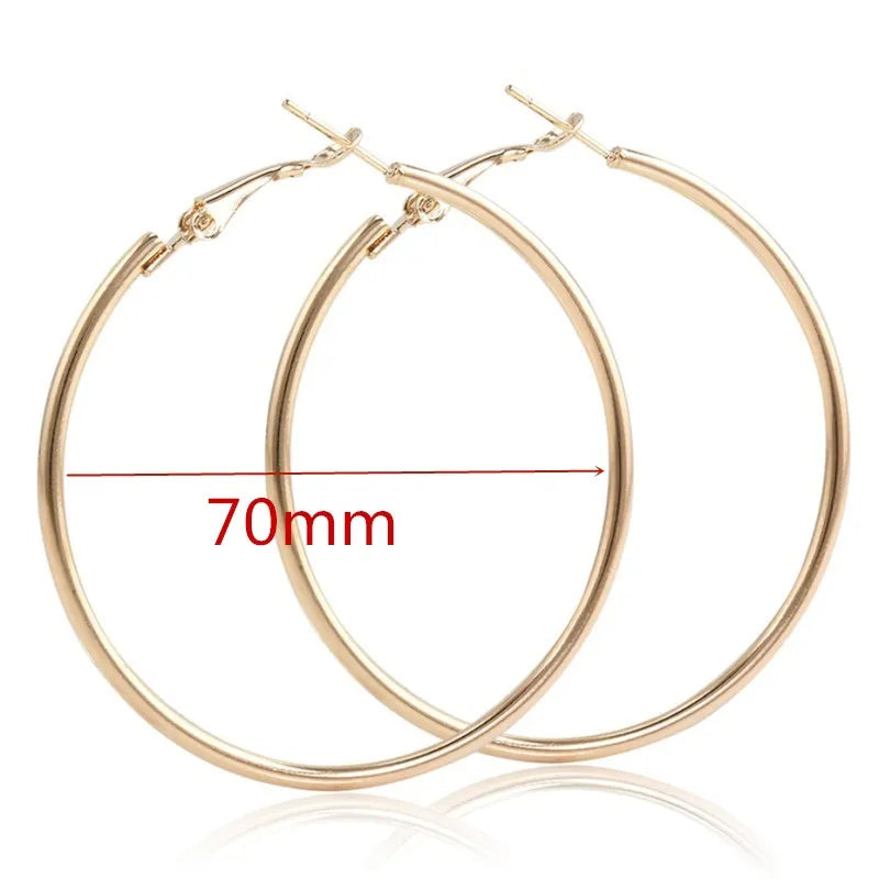 4-8CM Exaggerated Big Smooth Circle Hoop Earrings  for Women Aros Simple Round Loop Ear Wedding Jewelry Brincos Cool Gift