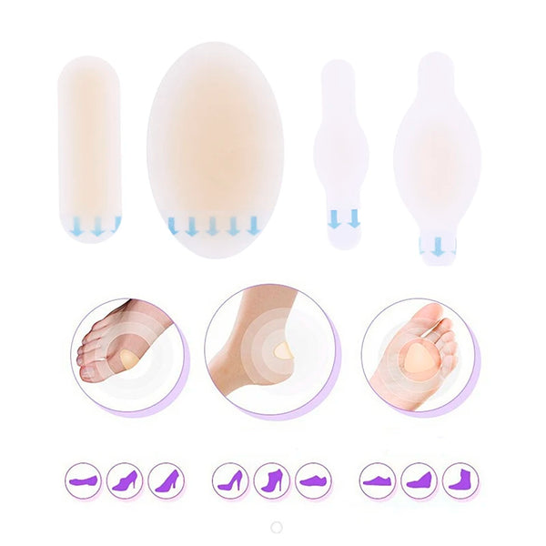 4Pcs Silicone Adhesive Hydrocolloid Gel Blister Plaster Anti-wearing Heel Sticker Patch Foot Heel Protector Women's Fashion