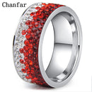Chanfar Full Crystal Ring 6 7 8 9 10 Sizes Love Wedding Rings For Women Romantic Stainless Steel Ring Charm Jewelry
