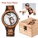 Custom LOGO Printing Your Own Photo Men Watch Unique Bamboo Wood Wristwatch Anniversary Christmas Gift For Lovers and Families