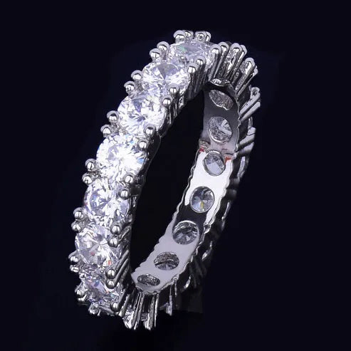 Bubble Letter Tennis Rings for Men Bling Charm Real Gold Plated Hip Hop Jewelry 2022 Trend