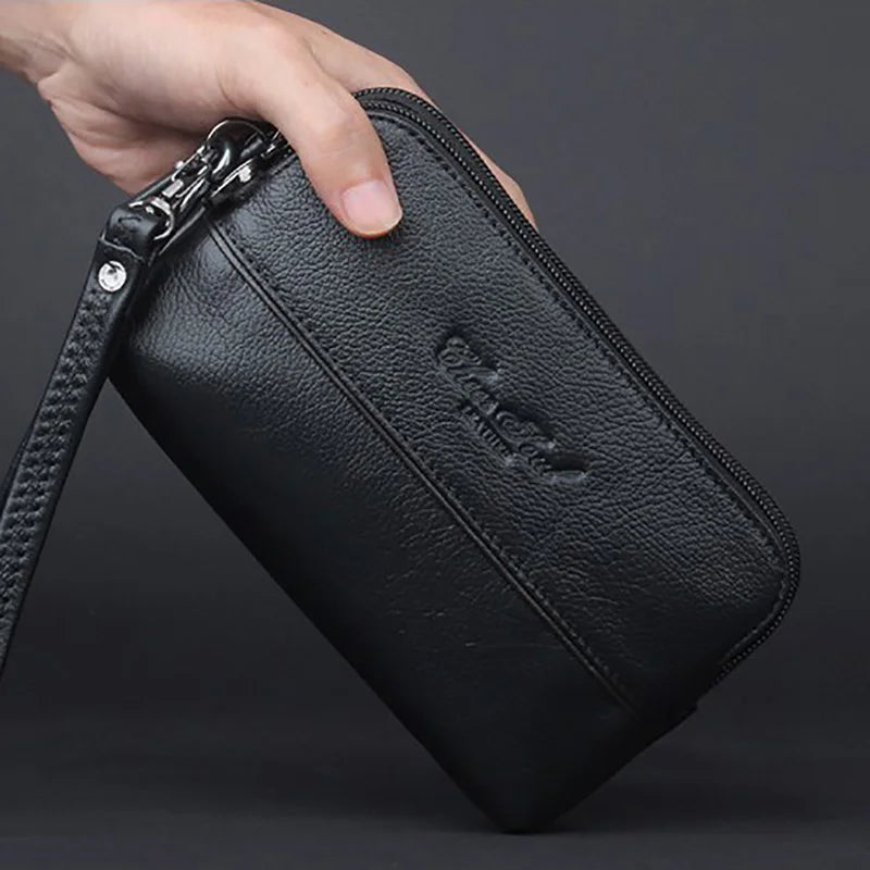 Men Clutch Wrist Belt Waist Pack Bag Purse Genuine Leather Cell/Mobile Phone Case Cover Pocket Multi-purpose Wallet Male Bag