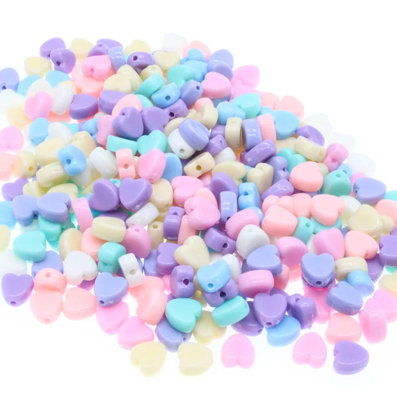 Acrylic Charm Beads Heart Mixed For DIY Jewelry Making 8mm