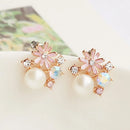 JIOFREE Flower style women's pearl earrings clips plated gold clip on earrings crystal ear clip without pierced high quality