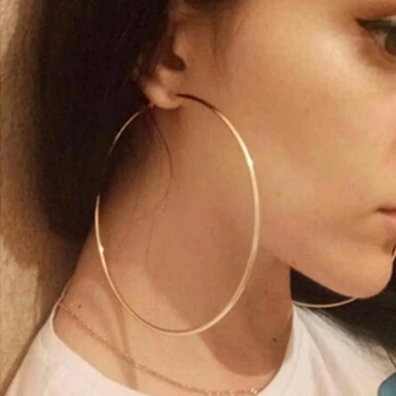 4-8CM Exaggerated Big Smooth Circle Hoop Earrings  for Women Aros Simple Round Loop Ear Wedding Jewelry Brincos Cool Gift