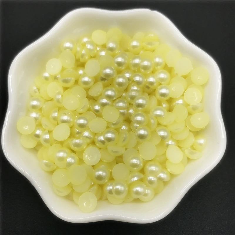 4mm 6mm 8mm 10mm Imitation Pearl Half Round Pearl Flat Back Scrapbook Beads For Phone Case Scrapbook DIY Jewelry Making