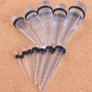 Pair Clear BLACK Ear Taper Plug Stretcher Expander Gauge Acrylic Piercings
