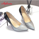 Aphixta 10cm stiletto Heels Pumps Women Shoes Pointed Toe Patent Leather Wedding Party Dress Footwear Shoes Woman Plus Size 48