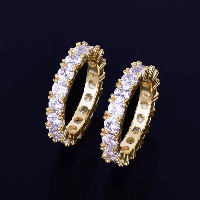 Bubble Letter Tennis Rings for Men Bling Charm Real Gold Plated Hip Hop Jewelry 2022 Trend