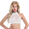 Womens Mesh Wetlook Transparent See-through Sexy Cami Bra Tops Sleeveless Backless Sheer Camis Bra Vest Female Tank Crop Tops