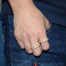 Bubble Letter Tennis Rings for Men Bling Charm Real Gold Plated Hip Hop Jewelry 2022 Trend