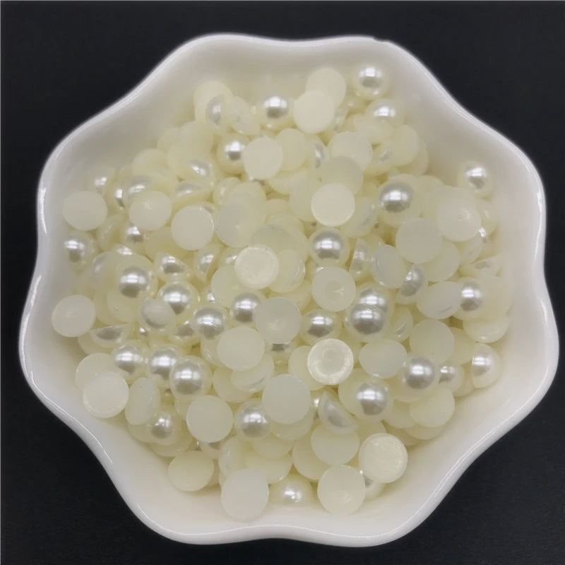 4mm 6mm 8mm 10mm Imitation Pearl Half Round Pearl Flat Back Scrapbook Beads For Phone Case Scrapbook DIY Jewelry Making