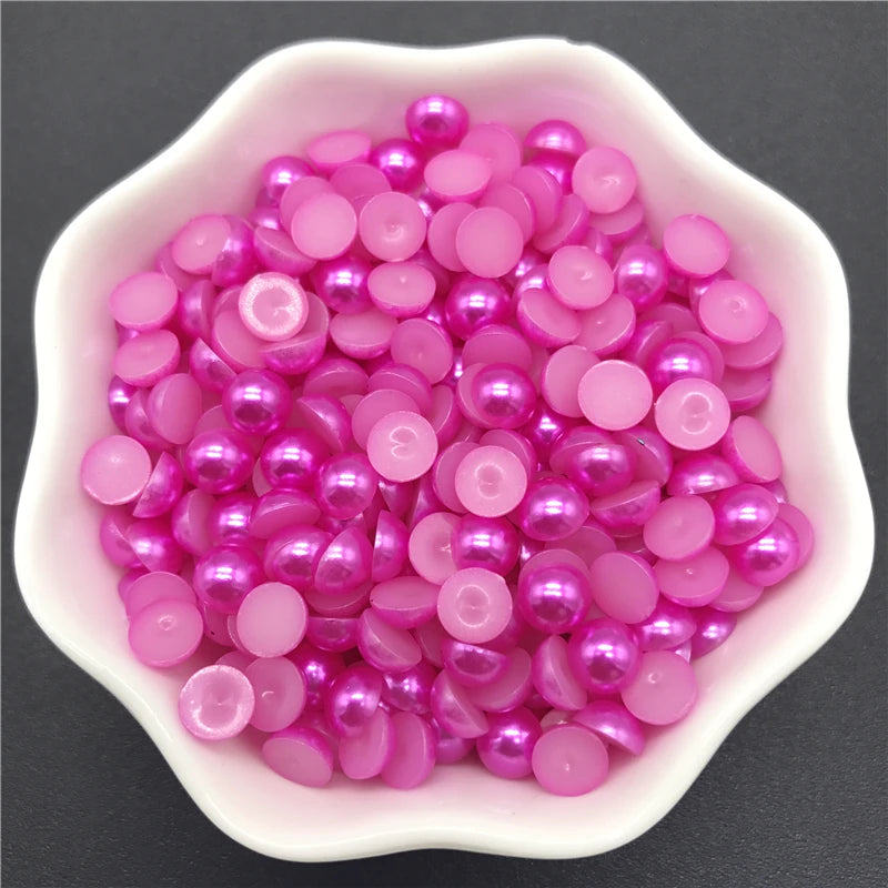 4mm 6mm 8mm 10mm Imitation Pearl Half Round Pearl Flat Back Scrapbook Beads For Phone Case Scrapbook DIY Jewelry Making