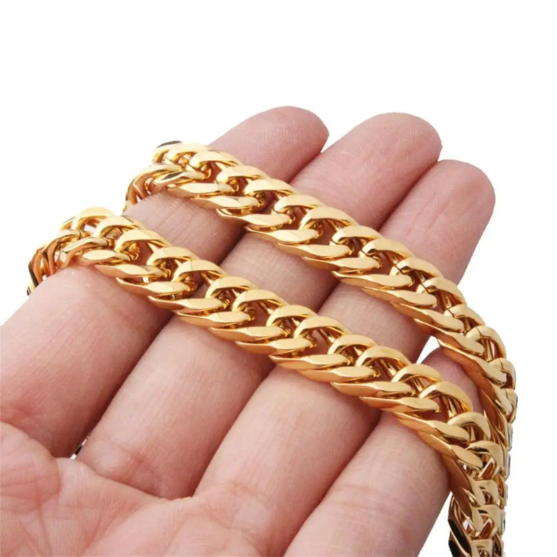 Mens Chain 8mm Heavy Gold/Silver Color/Rose Gold Color 316L Stainless Steel Double Curb Link Chain Boys Necklace Wholesale Gift