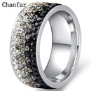 Chanfar Full Crystal Ring 6 7 8 9 10 Sizes Love Wedding Rings For Women Romantic Stainless Steel Ring Charm Jewelry