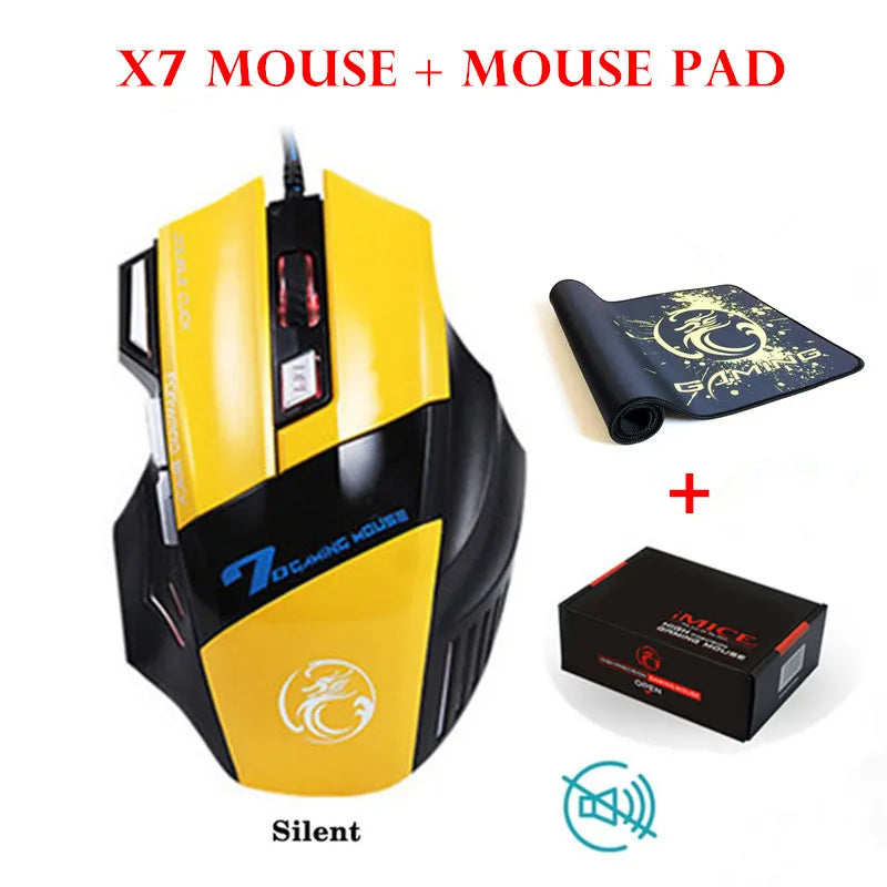 iMICE Large Mouses Pad & X7 Wired Gaming Mouse 7 Buttons 2400 DPI LED Optical USB Ergonomic Game Mouse Mice For Laptop Computer