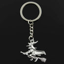 New Keychain 36x34mm Witch On Broomstick Halloween Pendants DIY Men Car Key Chain Ring Holder Keyring Souvenir Jewelry Gift