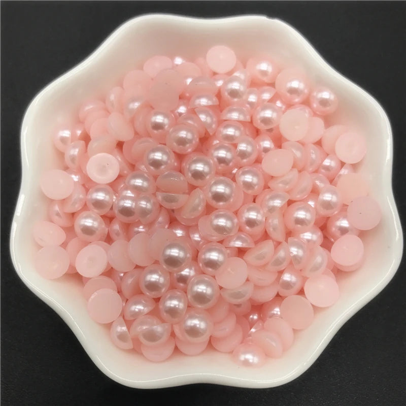 4mm 6mm 8mm 10mm Imitation Pearl Half Round Pearl Flat Back Scrapbook Beads For Phone Case Scrapbook DIY Jewelry Making