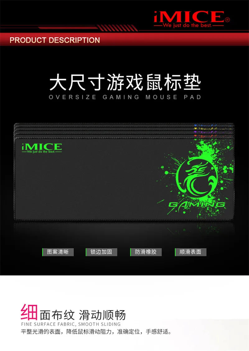 iMICE Large Mouses Pad & X7 Wired Gaming Mouse 7 Buttons 2400 DPI LED Optical USB Ergonomic Game Mouse Mice For Laptop Computer