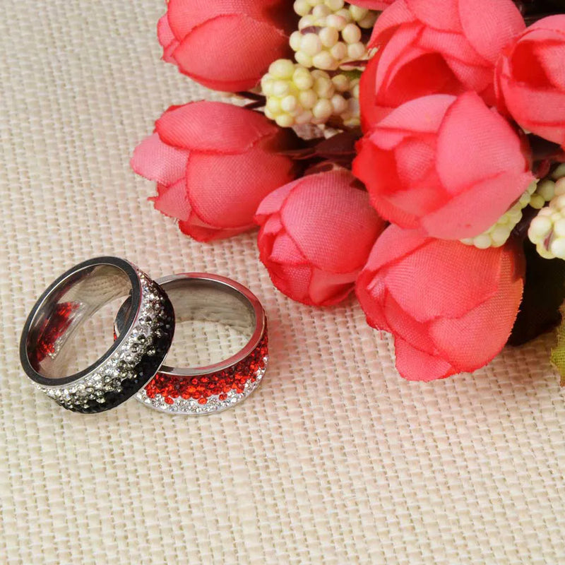 Chanfar Full Crystal Ring 6 7 8 9 10 Sizes Love Wedding Rings For Women Romantic Stainless Steel Ring Charm Jewelry