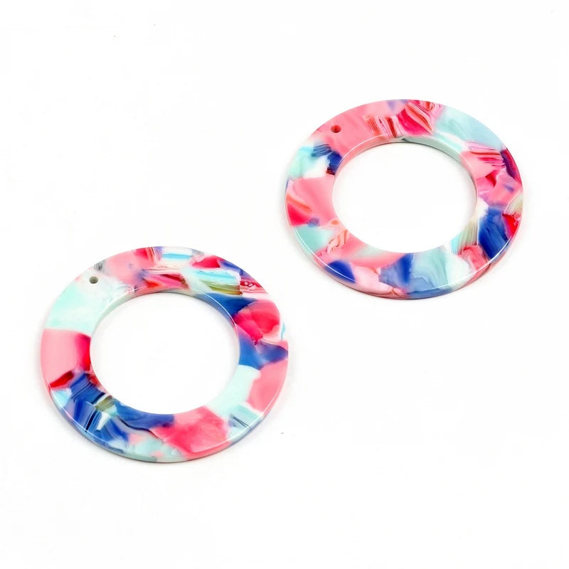 Leopard Print,Tortoise Shell Earring Charm,Acetate Acrylic Beads,Circle Shaped,Boho,Earring Parts,Ohrringe finding,40mm-ACE220