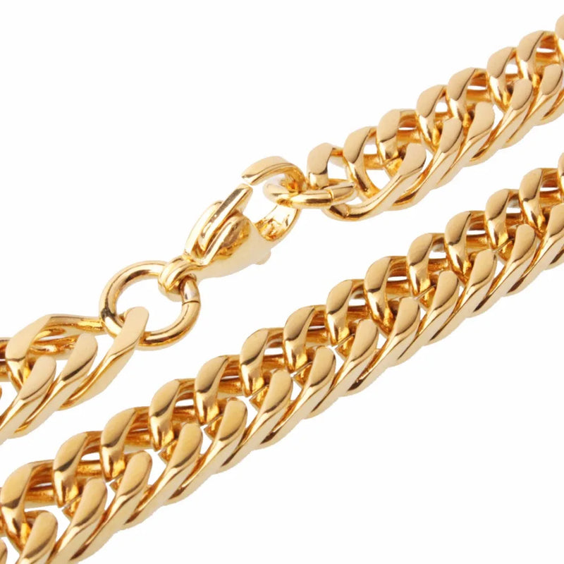 Mens Chain 8mm Heavy Gold/Silver Color/Rose Gold Color 316L Stainless Steel Double Curb Link Chain Boys Necklace Wholesale Gift