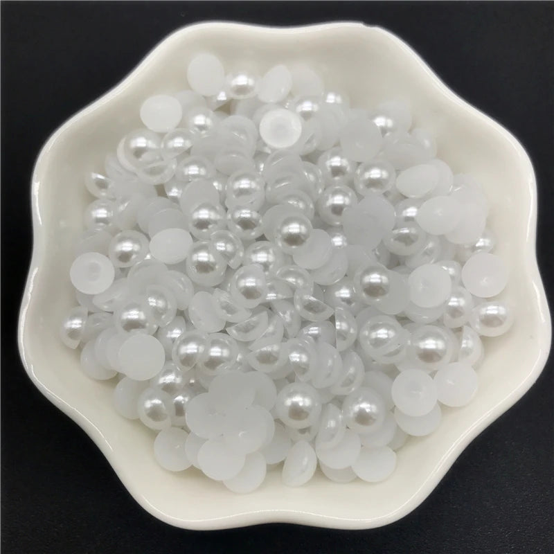 4mm 6mm 8mm 10mm Imitation Pearl Half Round Pearl Flat Back Scrapbook Beads For Phone Case Scrapbook DIY Jewelry Making