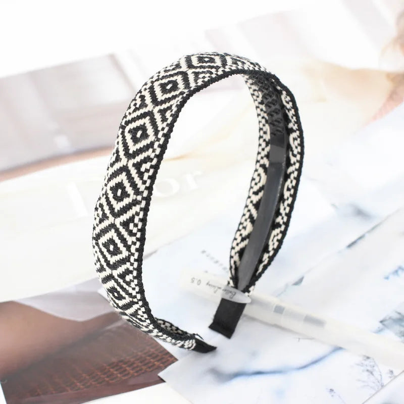 Wholesale Ethnic Ribbon Soft Lovers Thin Embroidery Headwear For Women Good Quality Elastic Non-slip Yoga Beach Hair Accessories