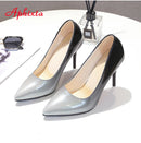 Aphixta 10cm stiletto Heels Pumps Women Shoes Pointed Toe Patent Leather Wedding Party Dress Footwear Shoes Woman Plus Size 48
