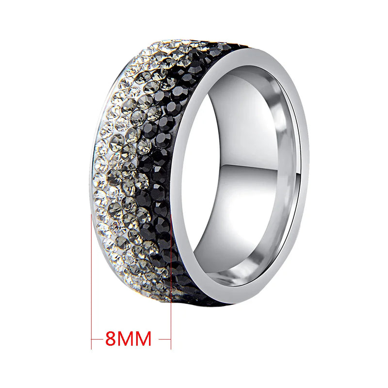 Chanfar Full Crystal Ring 6 7 8 9 10 Sizes Love Wedding Rings For Women Romantic Stainless Steel Ring Charm Jewelry