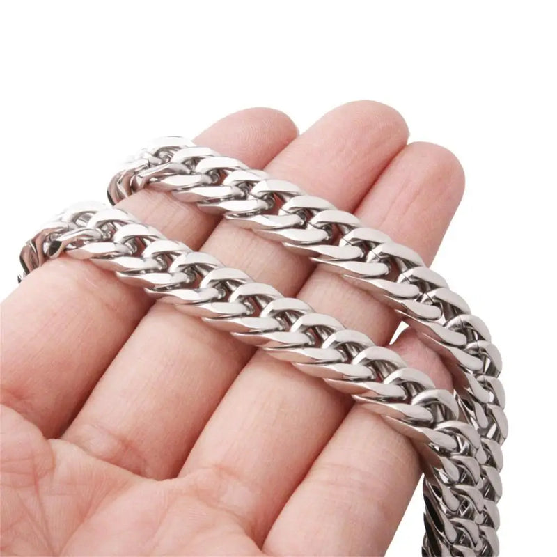 Mens Chain 8mm Heavy Gold/Silver Color/Rose Gold Color 316L Stainless Steel Double Curb Link Chain Boys Necklace Wholesale Gift