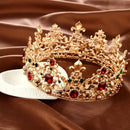 Baroque Retro Luxury Pearl Crystal Gold Color Crown Bridal Wedding Jewelry Rhinestone Tiaras Pageant Dress Hair Accessories