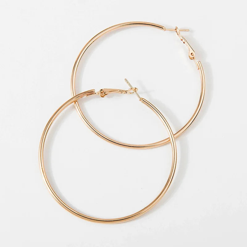 4-8CM Exaggerated Big Smooth Circle Hoop Earrings  for Women Aros Simple Round Loop Ear Wedding Jewelry Brincos Cool Gift