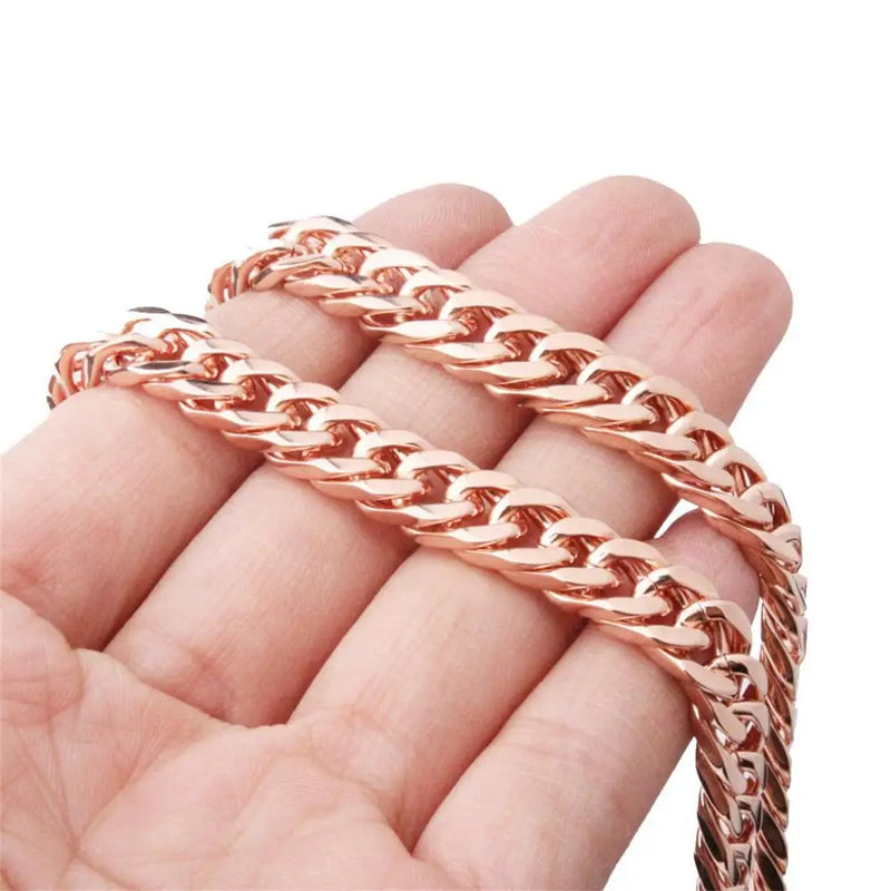 Mens Chain 8mm Heavy Gold/Silver Color/Rose Gold Color 316L Stainless Steel Double Curb Link Chain Boys Necklace Wholesale Gift