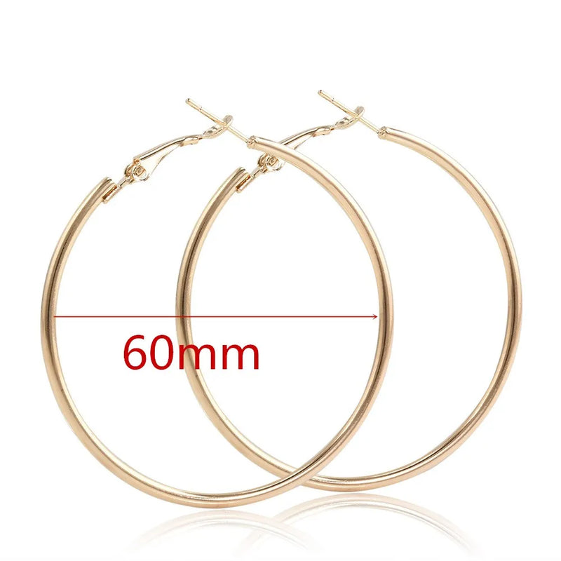 4-8CM Exaggerated Big Smooth Circle Hoop Earrings  for Women Aros Simple Round Loop Ear Wedding Jewelry Brincos Cool Gift