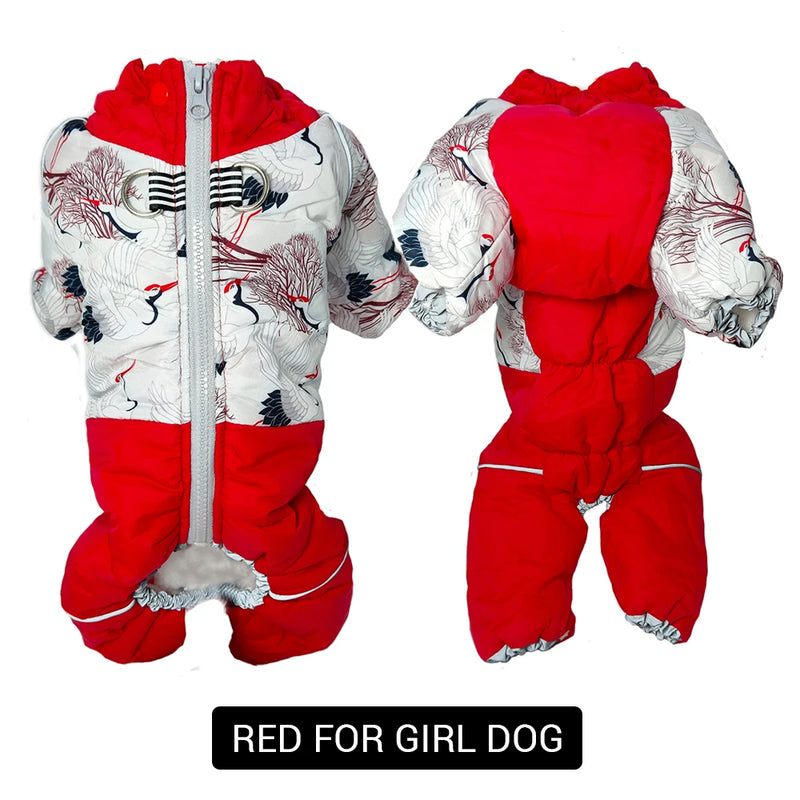 Girl/Boy Dog Winter Snowsuit Waterproof Windproof Winter Jackets for Dogs Soft Thicken Fleece Lining Winter Dog Clothes Overalls