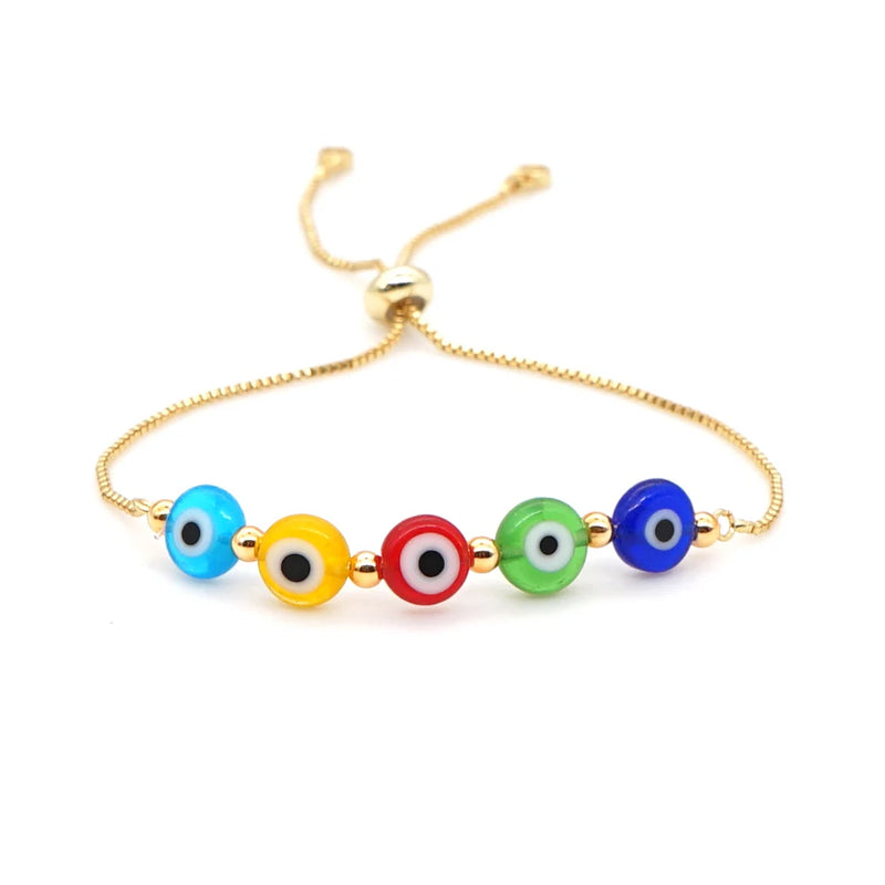 GO2BOHO Turkish Eye Bracelet For Women Nazar Female Jewelry Stainless Steel Chain Bracelets Adjustable Pulseras Mujer Moda