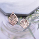 12pcs 15*24mm Filigree Charms Rose gold color Small Fan-shape charm laser Cut Brass Jewelry DIY Earring